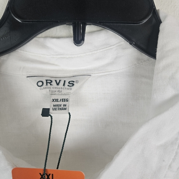 Orvis Women's Button-Up Short Sleeves Chest Pocket Blouse Linen Blend NWT White - Picture 4 of 7
